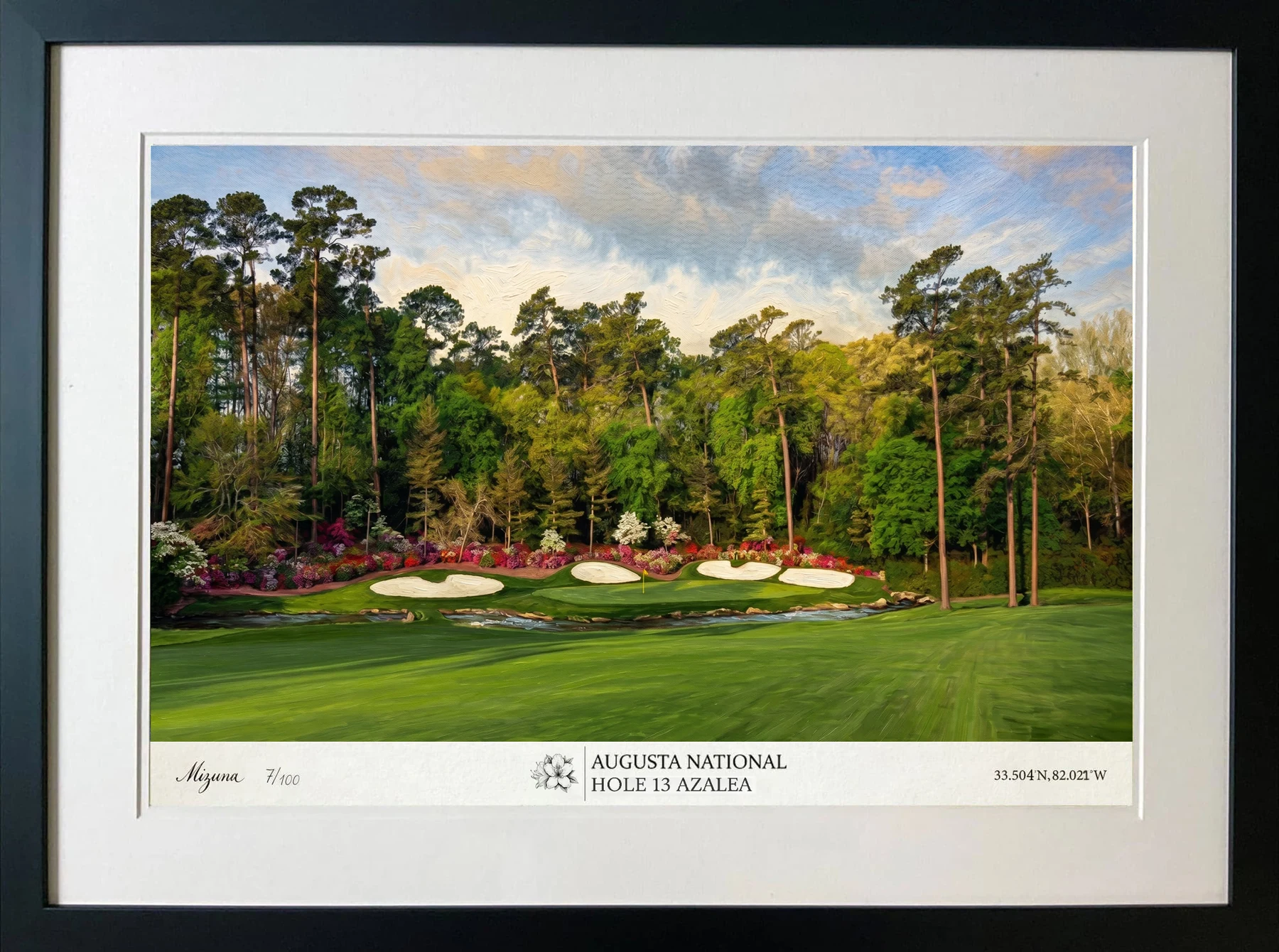 Azalea, Hole 13, Augusta signed framed artwork