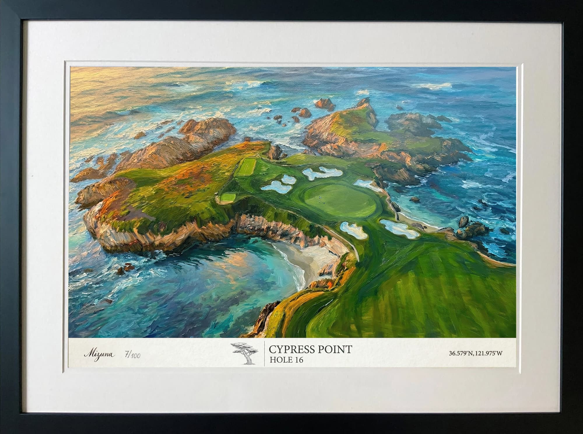 Cypress Point, Hole 16, framed limited-edition artwork