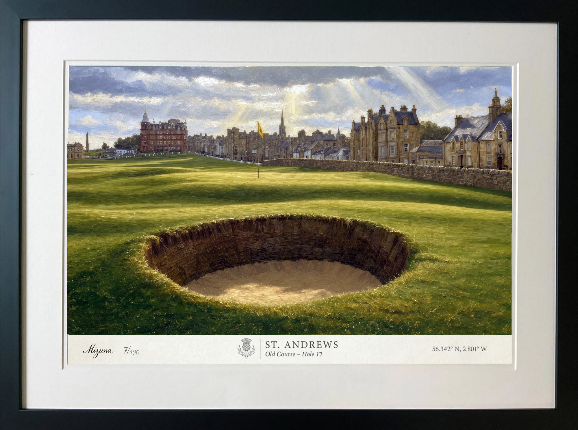 The Road Hole, 17th, St Andrews signed framed artwork