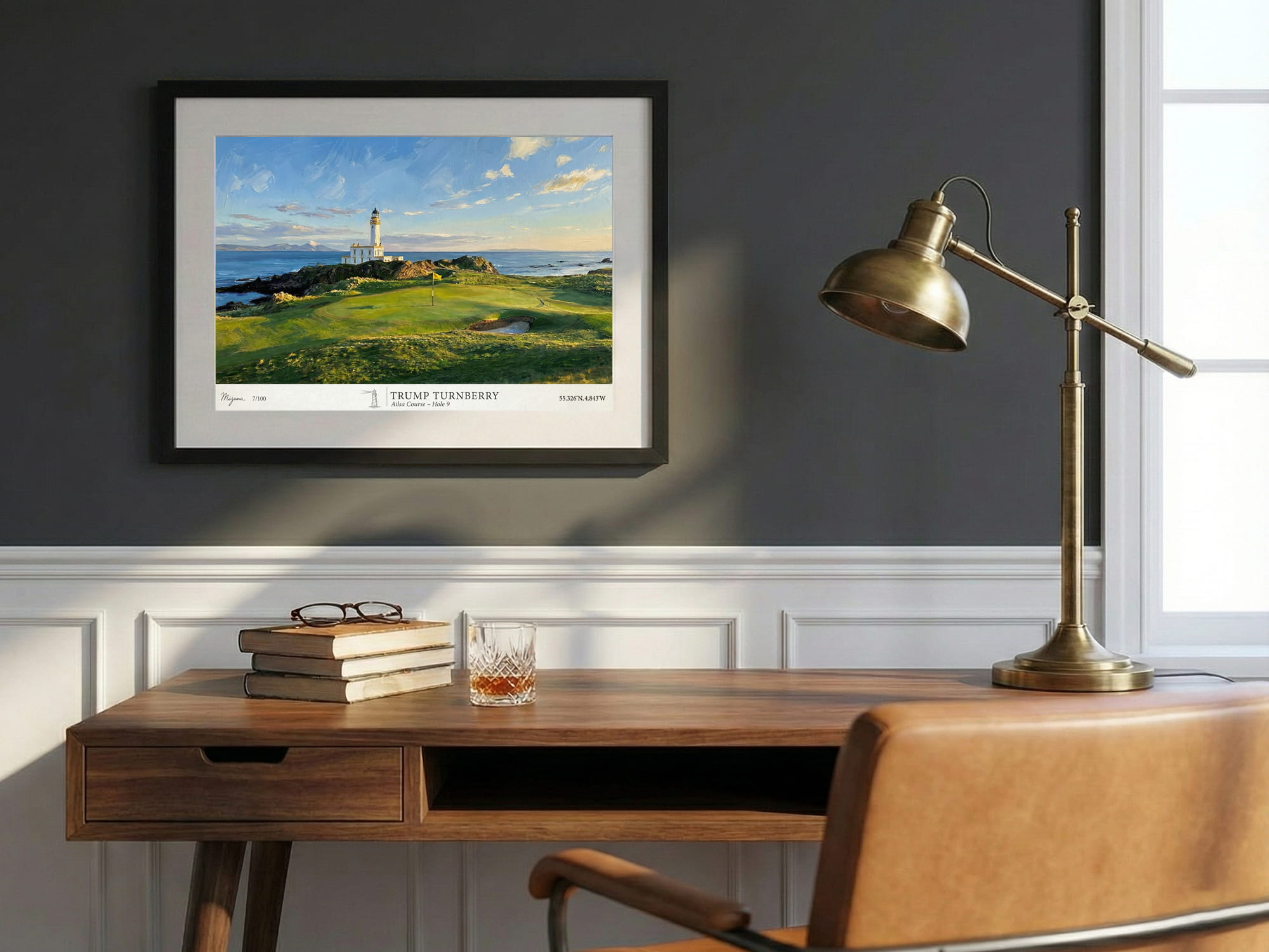 Turnberry Ailsa Course Hole 9 artwork shown in a room